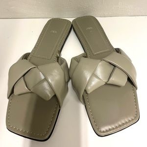 Zara Olive leather Slides